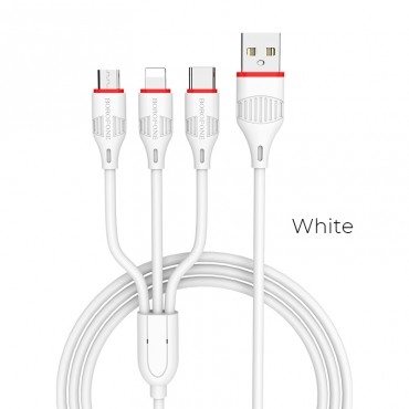 USB cable Borofone BX17 3in1 MicroUSB-Lightning-Type-C white
