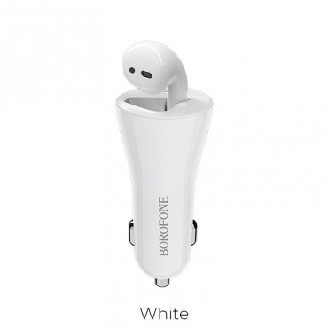 Borofone BC23 Bluetooth juhtmevabad kõrvaklapp , auto USB Adapter (2.4A), valge