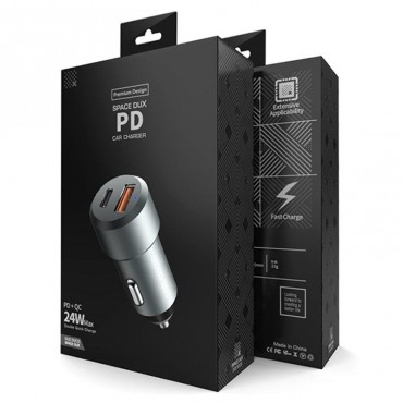 Auto USB adapter Dux Ducis B30 USB kiirlaadija 3.0 (3.4A) + Type-C PD, must