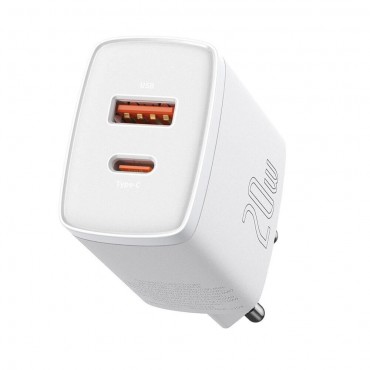 Charger Baseus Compact Quick Charger 20W USB-C/USB-A white CCXJ-B02