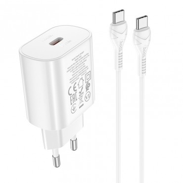 Charger Hoco N22 25W USB-C + USB-C to USB-C cable 1.0m white