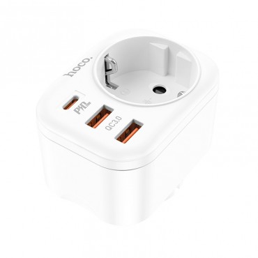Seinalaadija Hoco NS3 2xUSB-A / 1xType-C PD20W+QC 3.0 valge