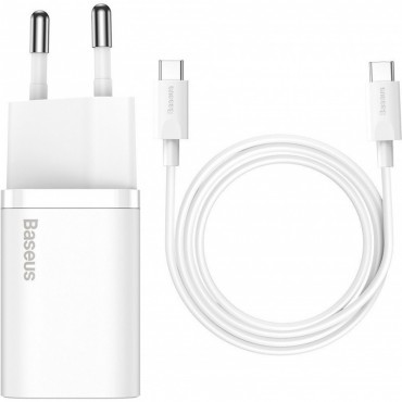 Charger Baseus Super Si 25W USB-C + USB-C to USB-C cable 1.0m white TZCCSUP-L02