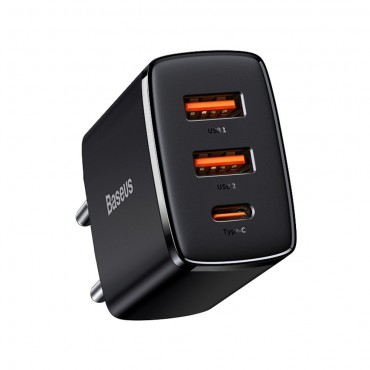 Charger Baseus Compact Quick Charger 2xUSB/Type-C 30W black CCXJ-E01