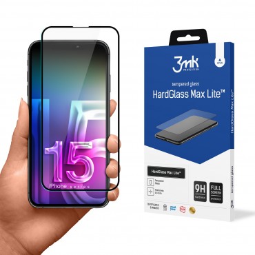 Tempered glass 3mk Hard Glass Max Lite Apple iPhone 15 Pro Max black