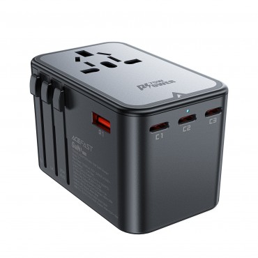 Universal Travel Charger Acefast Z1 75W GaN 2xUSB-A/3xUSB-C black