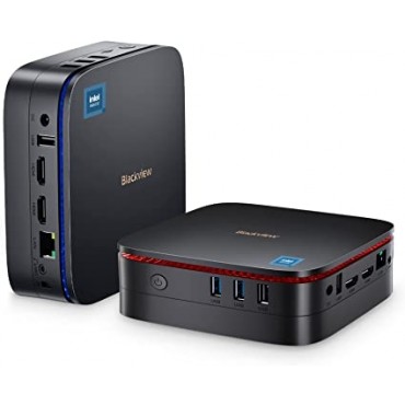 Blackview MP60 Mini PC Windows 11 Pro 16GB DDR4 RAM 512GB M.2 SSD, Mini mänguarvuti protsessoriga Intel N5095, VESA/kodu/äri mini lauaarvuti, 4K HD Dual HDMI Gigabit Ethernet, must