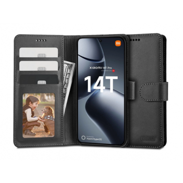 Xiaomi 14T Pro raamatuna kaitseümbris kolme kaarditaskuga, must