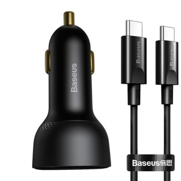 Baseus Superme auto kiirlaadija USB / USB Typ C 100W PPS Quick Charge Power Delivery + USB Typ C kaabel 100W (20V/5A) 1m must / Baseus Superme fast car charger USB / USB Typ C 100W PPS Quick Charge Power Delivery + USB Typ C cable 100W (20V/5A) 1m black 