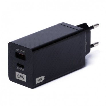 Wozinsky 65W GaN laadija USB-portidega, USB C toetab QC 3.0 PD must/Wozinsky 65W GaN charger with USB ports, USB C supports QC 3.0 PD black