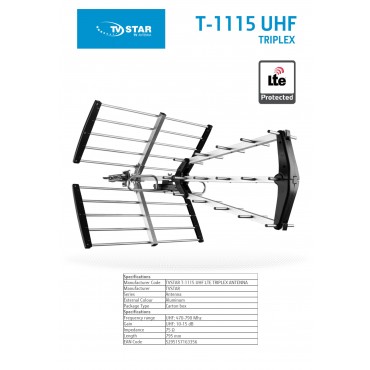 eSTAR Antenna T-1115 UHF Triplex LTE Black