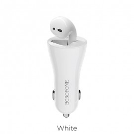 Borofone BC23 Bluetooth juhtmevabad kõrvaklapp , auto USB Adapter (2.4A), valge
