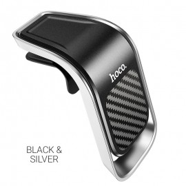 Universal car phone holder Hoco CA74 for using on ventilation grille, magnetic, black-silver