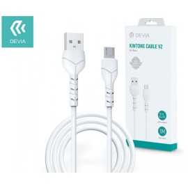 USB cable Devia Kintone microUSB 1.0m white 5V 2.1A