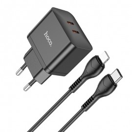 Charger Hoco N29 PD35W with 2 Type-C + Lightning black