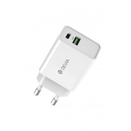 Charger Devia Smart PD+QC USB-A+Type-C 30W white