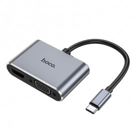 Adapter Hoco HB30 Type-C to HDMI+VGA+USB-A3.0+Type-C grey
