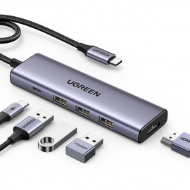 Adapter Ugreen CM511 USB-C to HDMI 1.4 + 3xUSB-A + USB-C PD100W gray