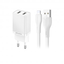 Charger Awei C15L-EU 2xUSB-A 10W + USB to Lightning cable white