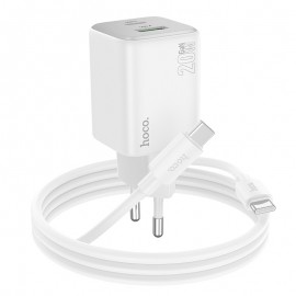 Charger Hoco N41 20W GaN USB-A/USB-C + USB-C to USB-C cable 1.0m white