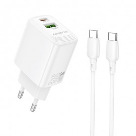 Charger Borofone BN27 20W USB-C/USB-A + USB-C to USB-C cable 1.0m white