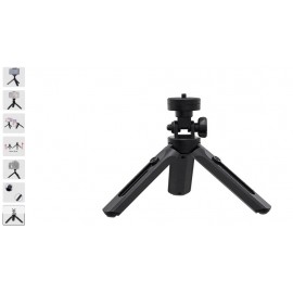 Mini statiiv telefonihoidiku kinnitusega, selfie stick kaamera GoPro hoidik, must