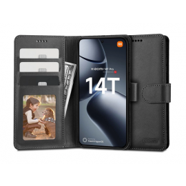 Xiaomi 14T Pro raamatuna kaitseümbris kolme kaarditaskuga, must