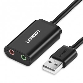 Väline muusikaadapter USB - 3,5 mm mini pesa 15cm must