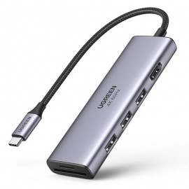 Multifunktsionaalne HUB USB Type C – 3x USB 3.2 Gen 1 / HDMI 4K 60Hz / SD ja TF-kaardilugeja hall
