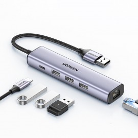 Multifunktsionaalne adapter HUB USB 3.0 - 3 x USB / Ethernet RJ-45 / USB Type C