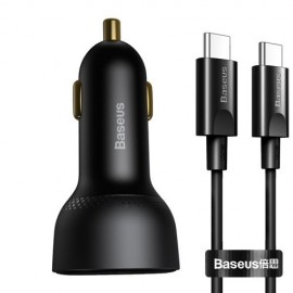 Baseus Superme auto kiirlaadija USB / USB Typ C 100W PPS Quick Charge Power Delivery + USB Typ C kaabel 100W (20V/5A) 1m must / Baseus Superme fast car charger USB / USB Typ C 100W PPS Quick Charge Power Delivery + USB Typ C cable 100W (20V/5A) 1m black 