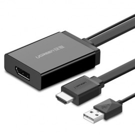 Ühesuunaline HDMI-adapter (isane) - kuvaport (emane) + USB (toiteallika jaoks) videoadapter 0,5 m must