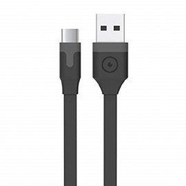 Flat Type-C Cable USB 2.0 2M 3A By Muvit Black