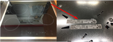 Pliidiplaadi kleebise asukoht